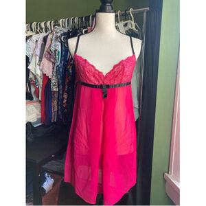 Women's Jacob Lingerie Babydoll Size L Pink Black
